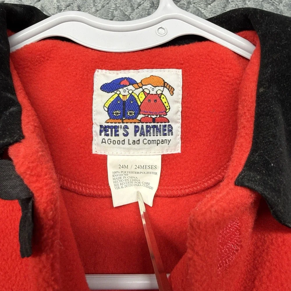 Pete's Partner‎ Fleece Coat 24M Red Black Floral Buttons Retro Good Lad Company